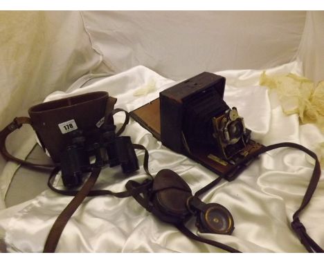 ALDIS BOX CAMERA, CARL ZEIS JENA  BINNOCULARS &  MOD FIELD COMPASS EST [£30-£60]