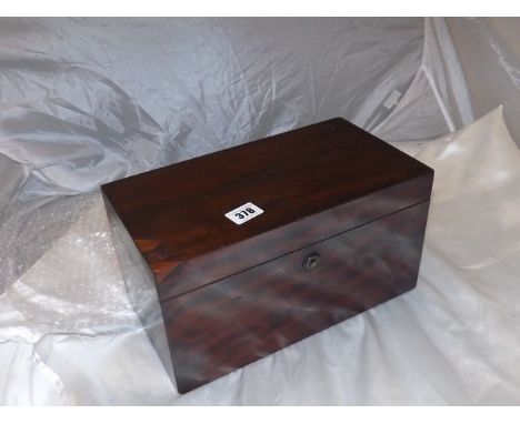 MAHOGANY 19TH CENT TEA CADDY INTERIOR COMPLETE WITH MIXING BOWL & LIDS EST [£40- £80]