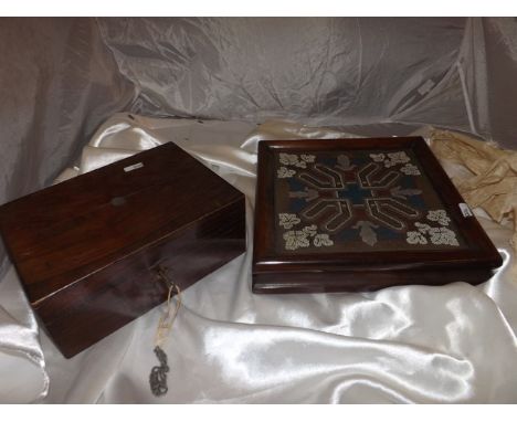 VICTORIAN BEADWORK TEAPOT STAND & TEA CADDY EST [£20- £40]