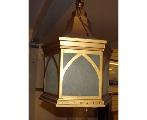 LARGE GOLD PAINTED ELECTRIC HALL LANTERN