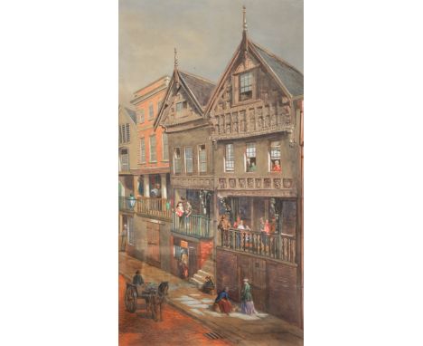 K ASHLEY; STREET SCENE with horse and cart, signed and dated 1867, watercolour, 74cm x 41cm