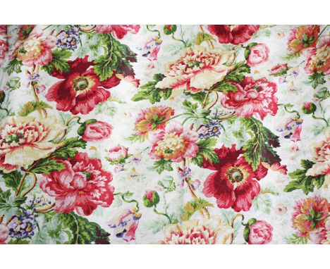 A PAIR OF SANDERSON FLORA PATTERN INTERLINED CURTAINS approximately 328cm long x 213cm wide, together with a single curtain i