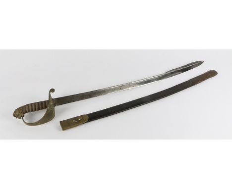 A WILLIAM IV BRITISH EAST INDIA COMPANY NAVAL FIGHTING SWORD AND SCABBARD by Barbour & Son, London, the sword with lion mask 