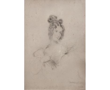 JOHN HAYTER (1800-1895) A shoulder length portrait sketch of Lady Walpole, pencil on paper, signed lower right and dated 1850