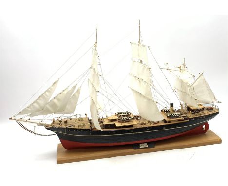 Scale model of the Danish three-masted Training Ship 'Danmark', fully rigged on integral stand L105cm H64cm - Condition Repor