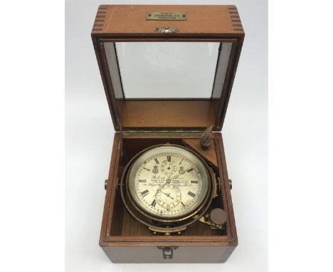 Late 19th century mahogany cased marine chronometer by 'Robert Gardner, London', silvered Roman dial inscribed with model no.