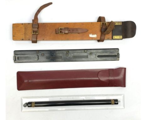 WWII military brass alidade with folding sights, marked A&amp;A LD MkII with broad arrow L46cm in brass and leather mounted w