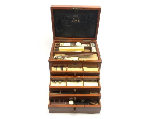  Dentistry - Late Victorian mahogany Dentists cabinet by C. Ash &amp; Co, hinged cover above six long graduated drawers, encl