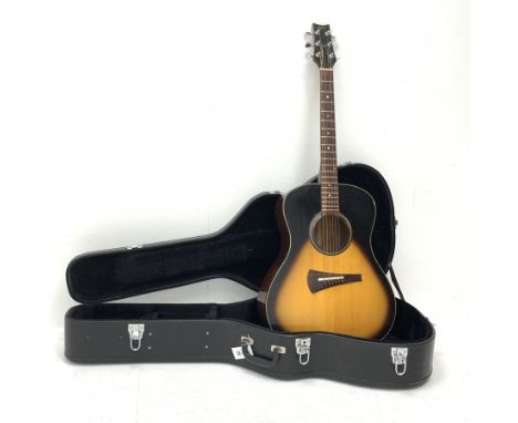 Rare Gibson Mk 35 acoustic guitar with mahogany back and sides, rosewood fingerboard, spruce top, fan-patterned bracing, nick