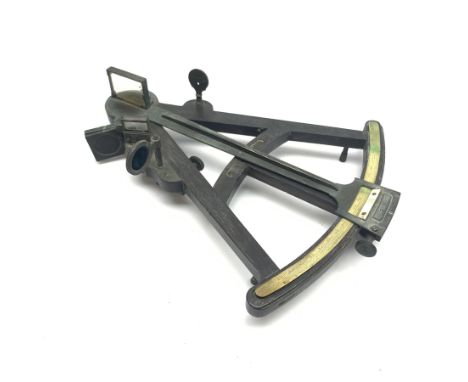 19th century octant, the rosewood framework with brass fittings and inset ivory scale, aperture for inset maker's plaque, L32