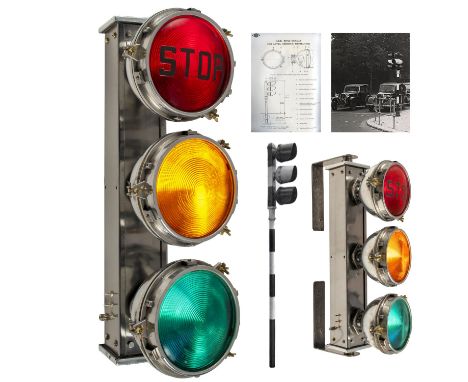 Collectibles: An extremely rare set of 1930’s SGE Traffic lights  82cm long by 35cm wide  SGE (Siemens &amp; General Electric