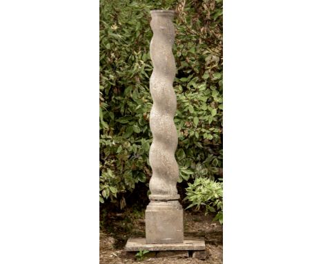 Architectural: A carved grey marble Salomonic column  19th century 176cm high 