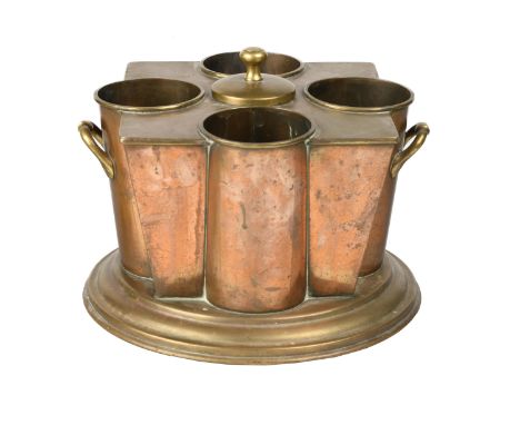 Collectibles: A rare copper and brass bottle carrier  stamped SS Boston, White Star, with central lidded ice container 22cm h