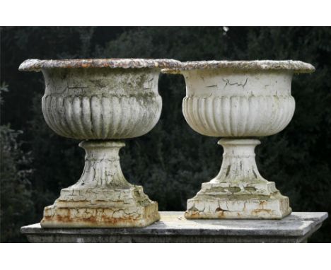 Planter: A pair of cast iron urns  2nd half 19th century 53cm high 