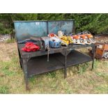 Metal workshop bench with vice (chainsaws not included)