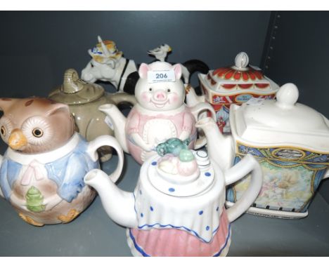 A selection of vintage novelty and character teapots