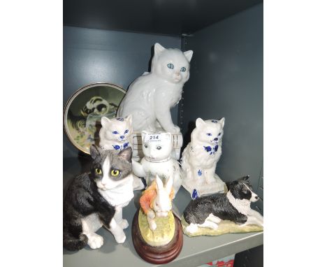 A selection of vintage cat theme figures and figurines