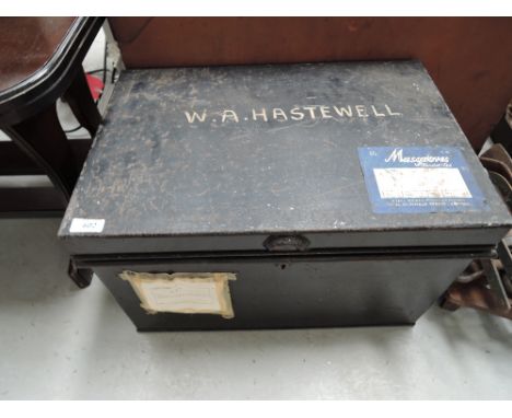 A vintage tin deed style box