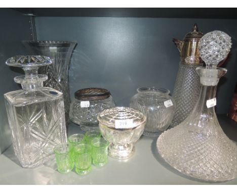 A selection of vintage cut and etched glass wares
