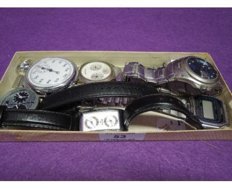 A selection of wrist watches including Casio, KLM etc and a stop watch