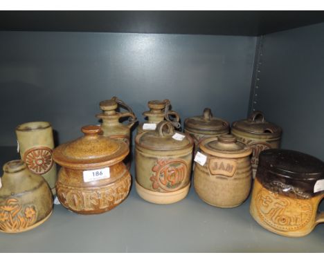 A selection of vintage earthen ware retro design kitchen ceramics 