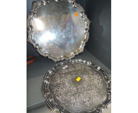 Two vintage plated trays