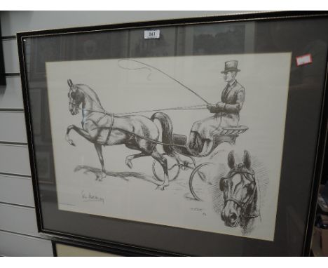 A vintage print of Hackney carriage and horse
