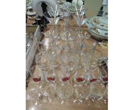 A selection of vintage cocktail wine and spirit glasses