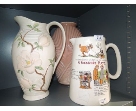 A selection of vintage jugs including Yorkshire plate print