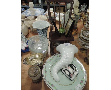 A selection of vintage ceramics and miniature rocking chair
