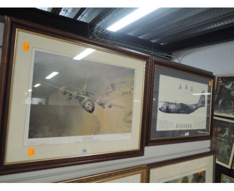 Two vintage prints of military aircraft both of Hercules airplane