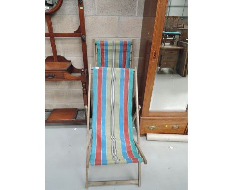 Two vintage deckchairs