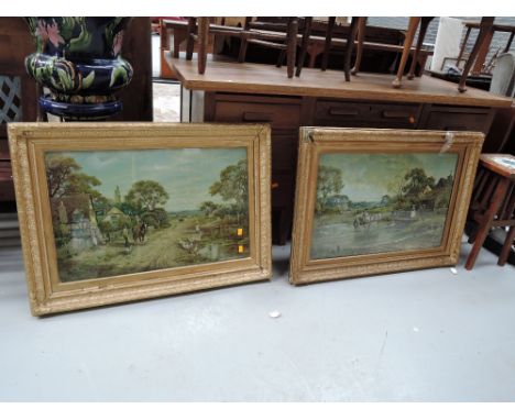 A pair of vintage rural prints in gilt frames