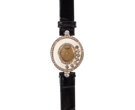 CHOPARD Happy DiamondsQuartz Uhrwerk,  Form oval, 750er Gelbgold. Ø 30 mm. Ref.Nr. 204292-0001, Seriennr. 226163, erworben 11