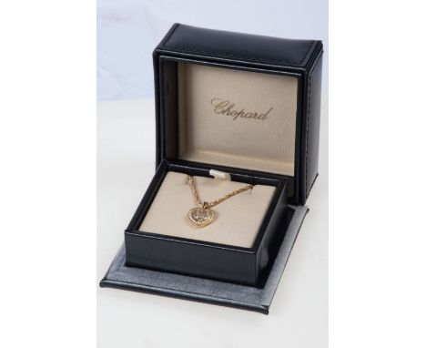 CHOPARD Happy Diamonds- Herz-Collier 750er Gelbgold. Collierkette  L.: 42 cm, Herz mit drei Brillanten zwei weiß, ein Fancy-B