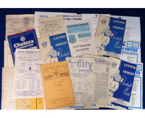 Football programmes, a collection of 40+ single sheet and 4 page issue programmes 1950's onwards, including several Leeds &am