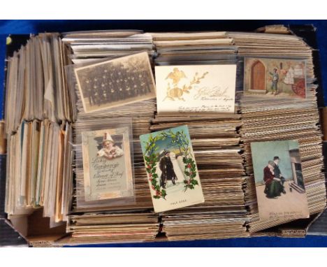 Postcards, a selection of approx. 2000 cards RPs, printed and artist drawn to include greetings, snowman, comic, Naval, anima