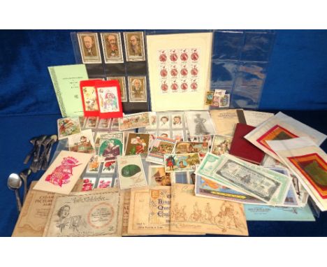 Ephemera and Collectables, a selection of items to include 2 sheets of Charles Rennie Mackintosh Cinderella stamps, Oriental 