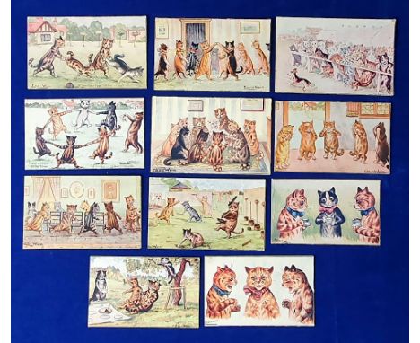 Greetings cards, Wain, an interesting selection of 11 folded Christmas Cards, all unused and illustrated by Louis Wain. Theme