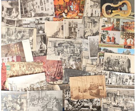 Postcards, Music, a mixed age musical instrument collection of approx. 53 cards, with manufacturers of violins, cellos, and d