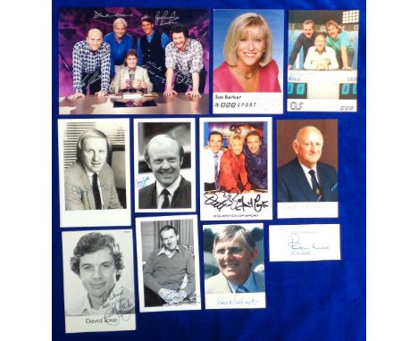 Sports commentators &amp; presenters autographs, selection of signed 11 items, postcards, photos, promotional pieces, inc. To