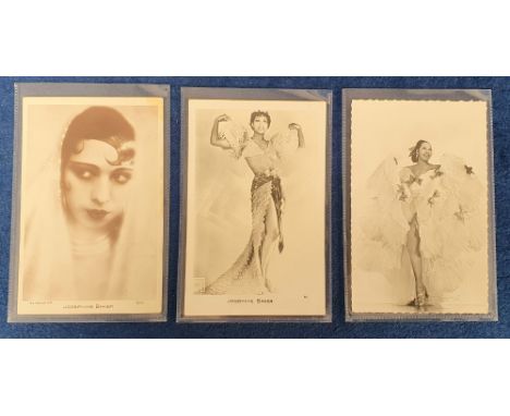 Postcards, Entertainment, a selection of 3 RPs of Josephine Baker, 1 portrait published by G.L Manuel no. 105, and 2 cards in