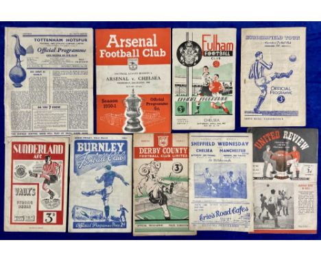 Football programmes, Chelsea FC aways, 1950/51, 22 away match programmes inc. Middlesbrough, Bolton, Newcastle, Stoke, Blackp