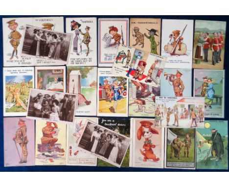 Postcards, Military Comic, a comic collection of approx. 29 cards of 'The Territorials', artists include McGill (4), A.E Kenn