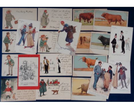 Postcards, Comic, a selection of approx. 20 cards illustrated by John Hassall, Phil May, and Lance Thackeray, inc. set of 6 T