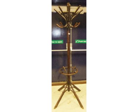 A bamboo style bentwood hat and coat stand