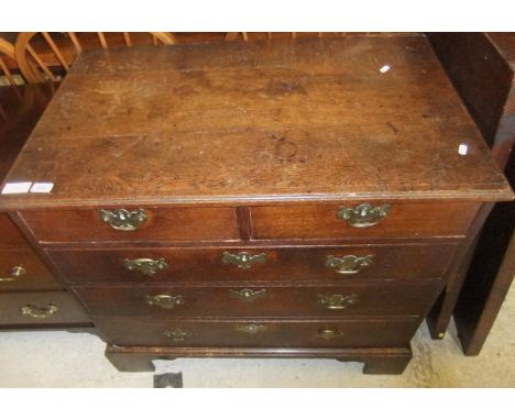 A George III chest of two short and three long drawer with brass handles and escutcheons, on bracket feet CONDITION REPORTS S