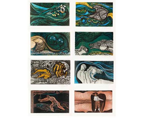 Cecil Edwin Frans Skotnes (South African 1926-2009) THE WHITE MONDAY DISASTER portfolio of thirteen woodcuts by Cecil Skotnes