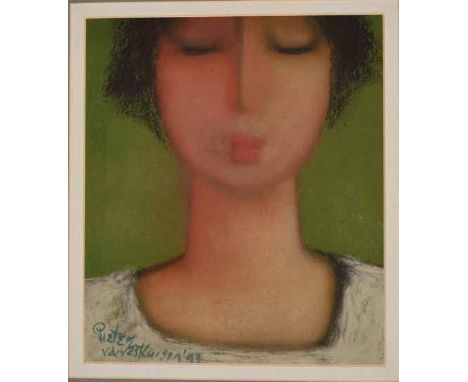 Pieter van der Westhuizen (South African 1931-2008) PORTRAIT OF A LADY signed and dated '93 pastel on paper 25 by 21cm 