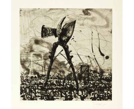 William Joseph Kentridge (South African 1955-) WEST COAST (SECATEURS) drypoint, etching, sugarlift aquatint, spitbite aquatin